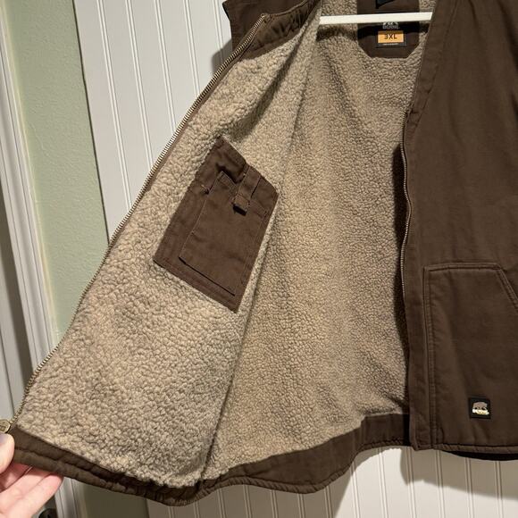 Berne Brown Heartland Sherpa Lined Washed Duck Vest Mens 3XL - Picture 5 of 8